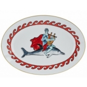 Ginori Il Viaggio Di Nettuno Dolphin White Oval Platter - 13.25"